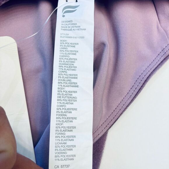 Fabletics Gigi Velour One Shoulder Bodysuit Bright‎ Lilac Size Large 10 NWT - Picture 7 of 9